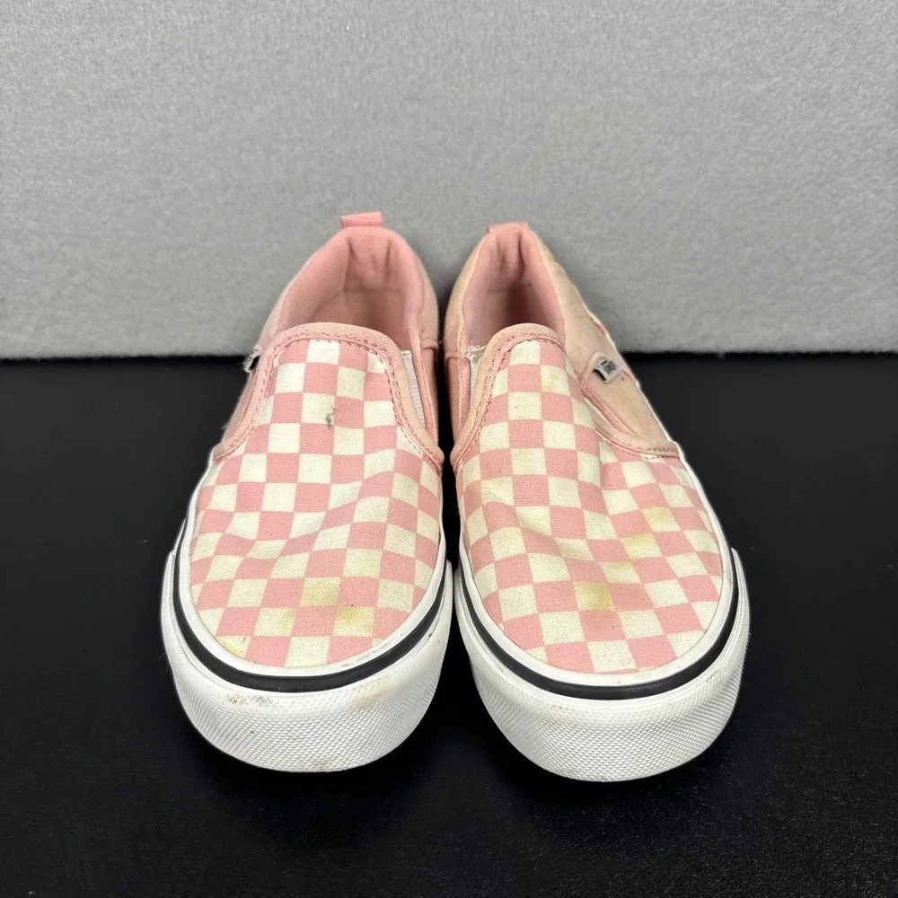 Vans Shoes Youth Size 1 Missy Off The Wall Check Skate Loafer 508731 Pink Fabric